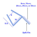 Clear PVC Shower Seal for 8-10mm Glass Adjustable for Gaps 3mm to 35mm