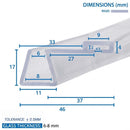 Magnetic Shower Screen Seal for 6mm to 8mm Glass (2000mm Length)