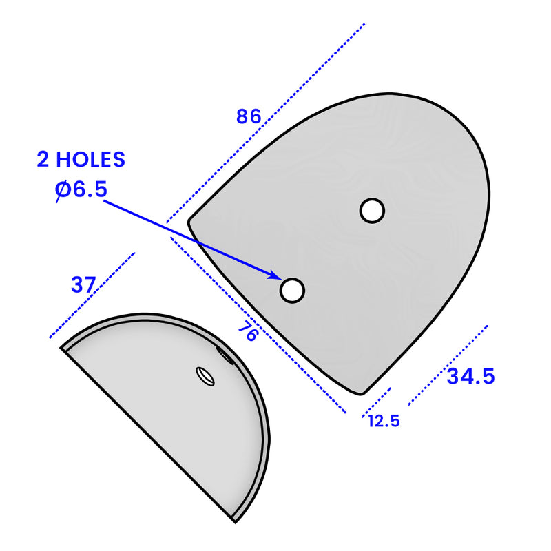 Pre-Drilled Stainless Steel End Cap for 65mm D Fender Base