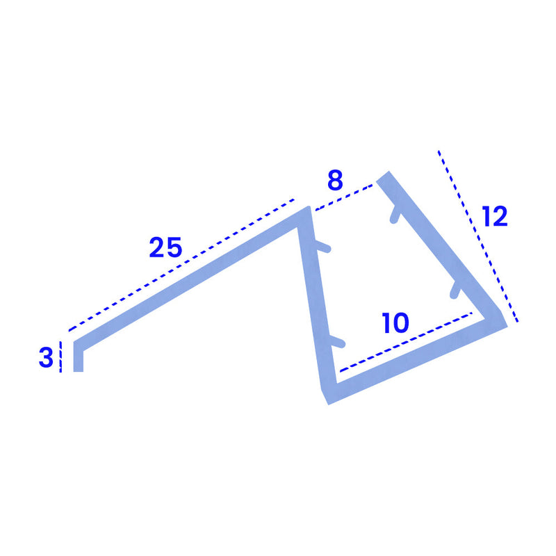 Rigid PVC Shower Seal for Straight Glass 8-10mm