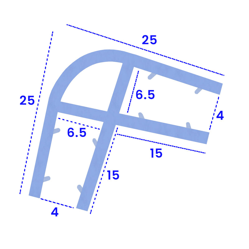 Clear Corner Piece Seal for 90° Glass Joints - 800mm to 2000mm