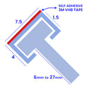 Clear Shower Screen Seal with T Seal Carrier for Straight Glass (800mm, 900mm, 1400mm, 2000mm)