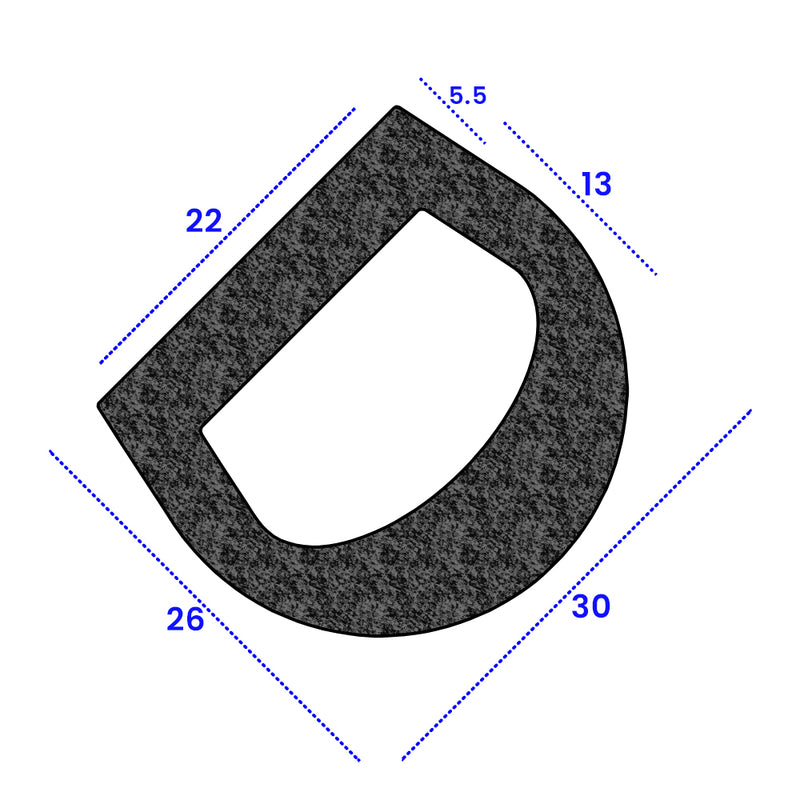 Compressible Sponge D Rubber Seal 30mm x 26mm For Watertight Performance