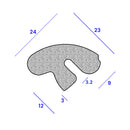 Jaguar MK2 Bonnet Rest Seal 24mm x 23mm Sponge - Sold Per Metre