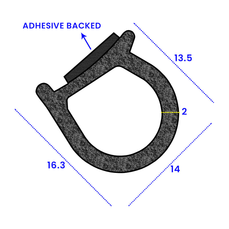 Watertight Self-Adhesive Rubber Seal 13.7mmx14.5mm Durable EPDM Per Metre Seal
