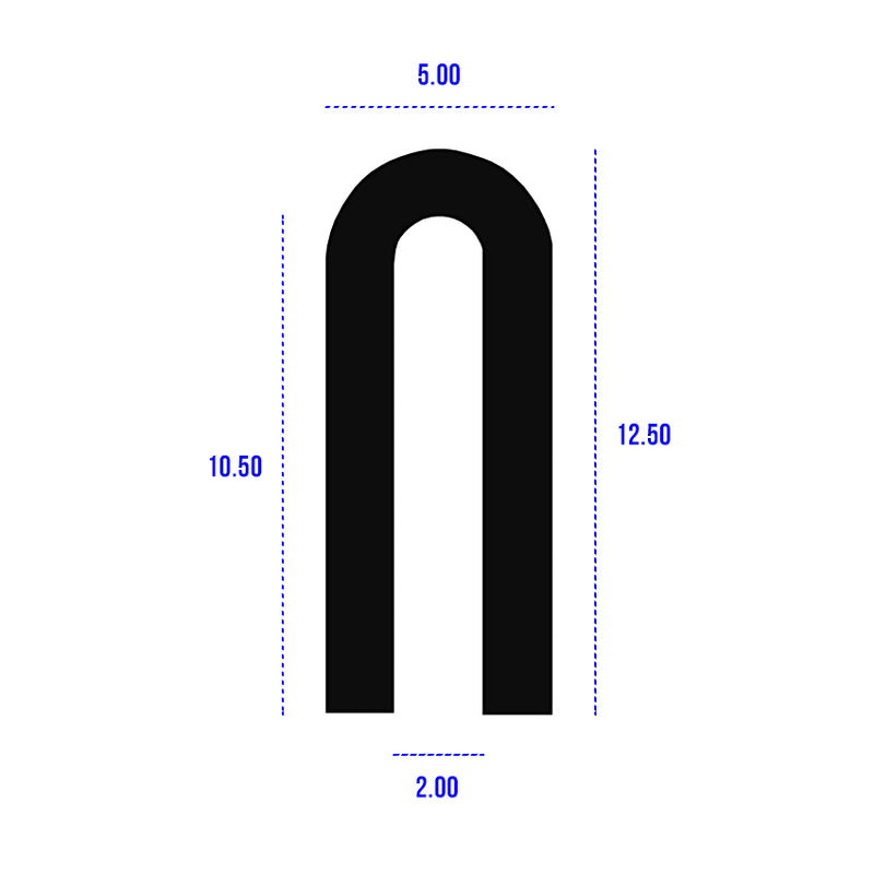 Precision Black EPDM U-Channel Profile 5mm x 12mm