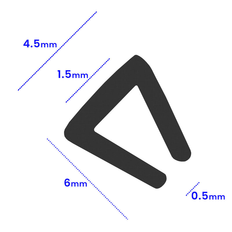 Black U Seal for Boats and Cars 4.5mm Width 6mm Height