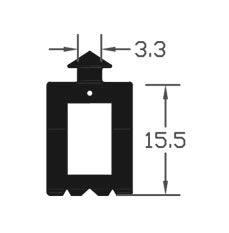 High Impact Aluminium TPE Black E Gasket Seal - 50m