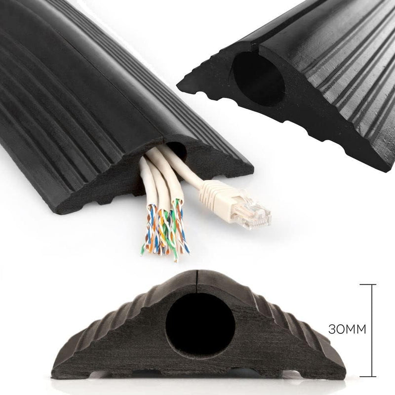 Heavy-Duty Black 20mm Hole Industrial Rubber Floor Cable Protector