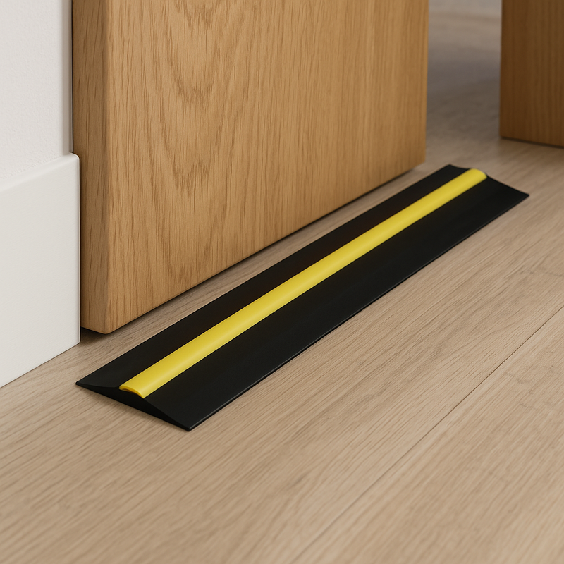 Premium 15mm Rubber Garage Floor Seal Kit Black/Yellow Stripe Weather Barrier Stops Water, Dust & Pests