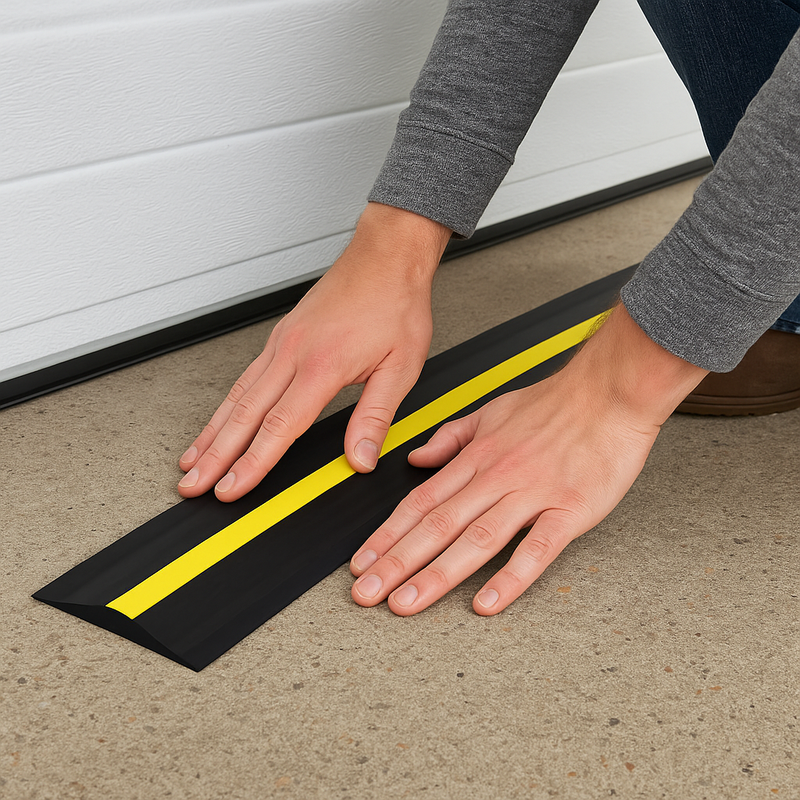 Premium 15mm Rubber Garage Floor Seal Kit Black/Yellow Stripe Weather Barrier Stops Water, Dust & Pests