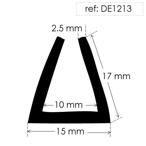 Black Rubber U Channel Seal Extrusion de1213